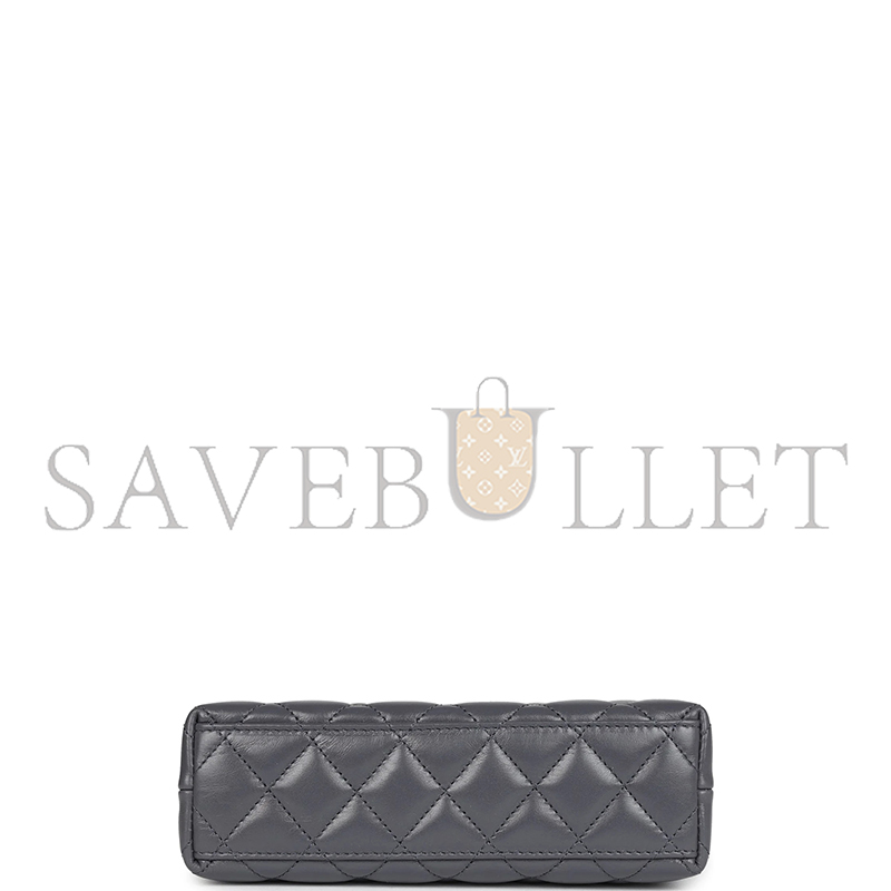 CHANEL GREY QUILTED CALFSKIN MINI KELLY BRUSHED GOLD HARDWARE AS4416 (19*13*7cm)